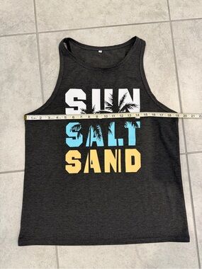 Women’s L Charcoal gray 'Sun Salt Sand' Graphic Tank Top